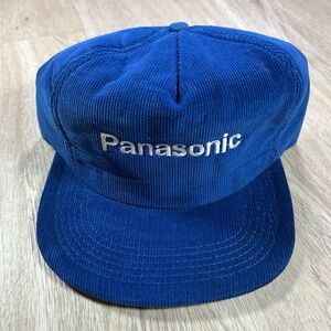 VTG Panasonic Snapback Hat Electronics Blue Corduroy Made in USA Cap